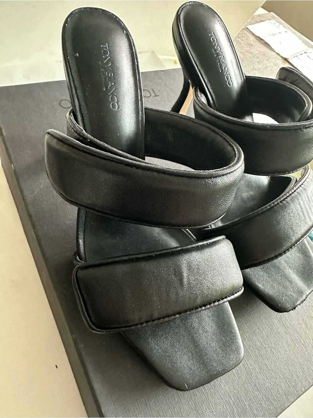 Tony Bianco Black Double-Padded Slide Mules